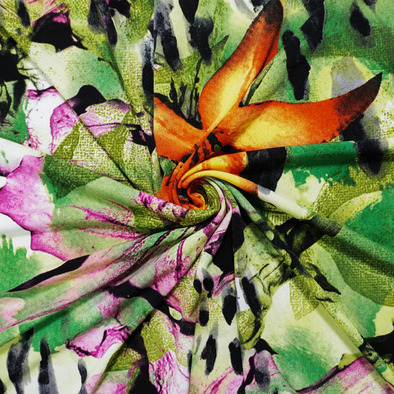 Green-Multi Poly Stretch Floral Printed ITY Jersey Knit Fabric By the Yard